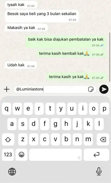 Contoh testimoni pelanggan 2 dari channel Telegram