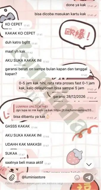 Contoh testimoni pelanggan 5 dari channel Telegram